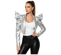 TSSOE Femme Châle Pour Les Épaules Jacket Cuir Verni Coat Hauts D'Extérieur Courts Gardiens Médiévaux Veste Cuir Noir Marron Mascarade Argent 3XL
