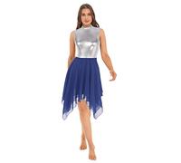 TSSOE Femme Robe Danse Liturgique en Mousseline de Soie Robe Danse Classique Robe Danse Lyrique Contemporaine Dancewear Bleu M