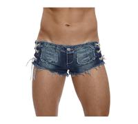 TSSOE Homme Jean Shorts Mini Short Culotte Mini Denim Extensible Shorts en Denim pour Le Cul Jean Femme Taille Elastique Club Bleu XL