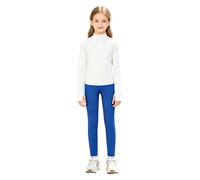 TSSOE Survêtement Fille Jodhpur En Silicone Avec Patch Au Genou Sweat Et Pantalon Cheval Ensemble Deux Pièces Pour L'Entraînement Cheval Blanc Bleu 7-8 ans