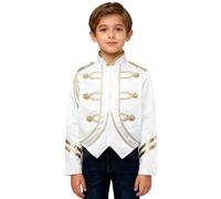 TSSOE Uniforme Garde d'Honneur Garçon Enfant Veste Manches Longues Vêtement Uniforme Fanfare Cérémonie Spectacle Blanc 7-8 ans