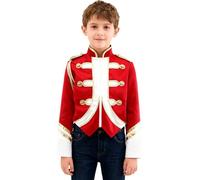 TSSOE Uniforme Garde d'Honneur Garçon Enfant Veste Manches Longues Vêtement Uniforme Fanfare Cérémonie Spectacle Rouge 7-8 ans