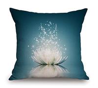 TSSOHU Housse de coussin motif lotus magique, nénuphar flottant sur l'étang, œuvre d'art pour spa zen oriental, cadeau de conte de fées pour femmes et filles, décoration d'intérieur pour canapé 45,7 x