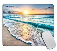 Tapis de Souris personnalisé avec Base en Caoutchouc antidérapant pour Souris sans Fil Motif Plage Tropicale 24 x 20 x 0,3 cm