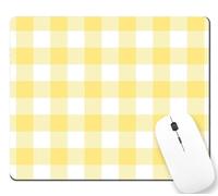 TSSOHU Tapis de souris rectangulaire en caoutchouc antidérapant pour souris sans fil, motif vichy jaune citron, 240 mm x 200 mm x 3 mm