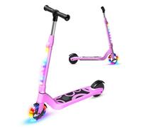 TST Trottinette électrique pour enfants de 6 à 10 ans, avec lumières LED, avec 3 niveaux de réglage, trottinette électrique avec roues de 5,3" et une vitesse maximale de 10 km/h et une charge maximale