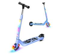 TST Trottinette électrique pour enfants de 6 à 10 ans, avec lumières LED, avec 3 niveaux de réglage, trottinette électrique avec roues de 5,3" et une vitesse maximale de 10 km/h et une charge maximale