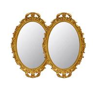 Tstarer Lot de 2 miroirs décoratifs Vintage avec Cadre doré, miroirs muraux et Plateau de Table pour Chambre à Coucher, Salon, Commode, Ovale, 24,4 x 36,3 cm (l x L) (doré)