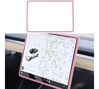 TSTESE Cadre de protection d'écran compatible avec Tesla Model 3 Model Y 2025, 2024, 2023, 2022, 2021, 2020, bande décorative pour console centrale intérieure (rose)