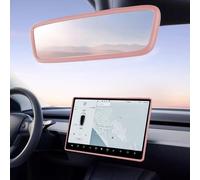 TSTESE Lot de 2 cadres de protection compatibles avec Tesla Model 3 Model Y (2019-2024) - Cadre de rétroviseur intérieur en silicone - Accessoires de décoration de console centrale (rose)
