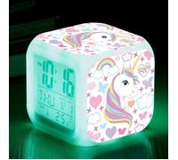TSTR® Réveils numériques Licorne Cube LED Réveillez-vous l'horloge de chevet Cadeaux pour enfants Chambre