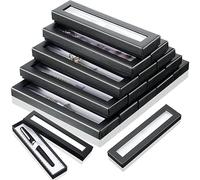 Tsudoku Boîte cadeau de stylo vide de 16 pièces Étui en carton noir avec fenêtre transparente pour bijoux, crayon, stylo à bille
