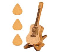 Tsudoku Étui pour médiators de guitare acoustique en bois avec support avec 3 médiators, étui pour médiators de guitare acoustique, support de médiators de guitare pour les amateurs de guitare, jaune