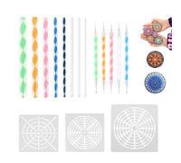 Tsudoku Lot de 16 outils pour peindre les roches Mandala pochoirs kit d'outils pour sculpter l'argile avec stylo une boule