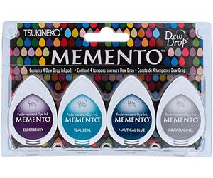 Tsukineko Encres Memento Dew Drop Lot de 4 tampons encreurs Dolphin Play