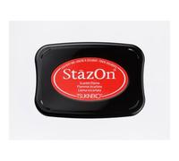 Tsukineko StazOn encreur pour tampon rouge, écarlate, grand, opaque, séchage à l'air, résistant à l'eau, gaufrage, Taille L