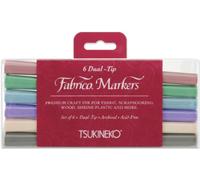 Tsukineko VersaCraft Fabrico Marker Pastel - Lot de 6 Feutres Double Pointe Permanents à Eau - pour Papier, Textile, Bois et Terre Cuite - Marqueur pour Coloriage Mystère, Papeterie et Dessin