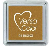 Tsukineko Versasmall Tampon encreur VersaColor Pigment, Petit Cube-Bronze, 3,4 x 3,4 x 2 cm, Papier