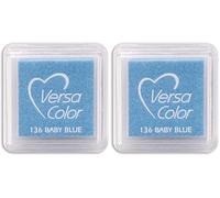 Tsukineko Versasmall VersaColor Tampon encreur Petit Cube 25 × 25 mm Pigment Bébé Bleu (Lot de 2)