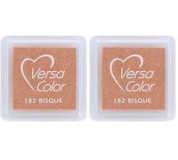 Tsukineko Versasmall VersaColor Tampon encreur Petit Cube 25 × 25 mm Pigment Bisque (Lot de 2)