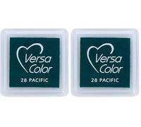 Tsukineko Versasmall VersaColor Tampon encreur Petit Cube 25 × 25 mm Pigment Pacifique (Lot de 2)