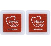 Tsukineko Versasmall VersaColor Tampon encreur Petit Cube 25 × 25 mm Pigment Paprika (Lot de 2)