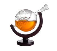 Tsukitoy 850ml Whisky Bateau décanteur Alcool Cristal Globe Liqueur Carafe soufflé à la Main Verre gravé Boissons décanteur pour Liqueur Whisky Vodka Accueil Bar Accessoires
