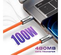 Tsumocharge Câble De Charge Rapide 100 W \U2013 Silicone Incassable Très Résistant, Prend En Charge Le Transfert De Données De Type C Vers Câble De Type C, Organiseur De Cordon Inclus, Usb C Vers