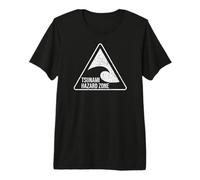 Tsunami Panneau d'avertissement Zone de Danger T-Shirt Haut de Gamme