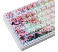 Tsungup Lot de touches PBT en forme de fleur de cerisier - Touches de clavier personnalisées, peinture de paysage Sakura rose, 131 touches, impression latérale, pour claviers mécaniques