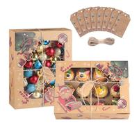 TsunNee Lot de 10 boîtes à cupcakes de Noël à 12 trous avec inserts, boîtes à friandises de Noël, boîtes cadeaux pour biscuits, pâtisseries, brownies, beignets, fournitures de fête