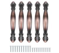 TsunNee - Lot de 10 poignées d’armoire vintage en forme d’arc antique - poignées de porte de meuble de 10,9 cm de long (64 mm de distance entre les trous) - rouge bronze