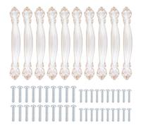 TsunNee - Lot de 10 poignées d’armoire vintage en forme d’arc antique sculpté - poignées de porte de meuble (64 mm de distance entre les trous) - blanc ambré