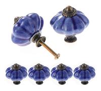 TsunNee Lot de 12 boutons d'armoire en céramique, boutons de tiroir chics, forme de citrouille antique, boutons de porte de meubles ronds