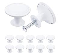 TsunNee Lot de 12 boutons de placard vintage chic - Poignées de placard de cuisine de style antique - Boutons de porte ronds de 30 mm Blanc