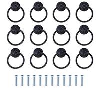 TsunNee Lot de 12 poignées de tiroir vintage en forme d'anneau pour placard de cuisine, poignées de porte de placard de style antique, noir