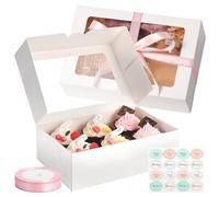 TsunNee Lot de 15 boîtes à cupcakes pliées gratuites à 6 trous avec inserts amovibles - Boîtes cadeaux en papier pour maison, boulangerie, mariage, anniversaire, Noël
