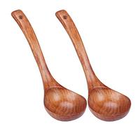 TsunNee Lot de 2 louches à soupe en bois naturel - Cuillère à soupe - Longueur : 24 cm