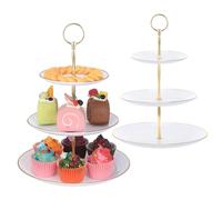 TsunNee Lot de 2 présentoirs à gâteaux à 3 étages, support à cupcakes, assiettes à dessert, présentoir à gâteaux, fruits, biscuits, bonbons, plateau de service, plateau de service à étages pour