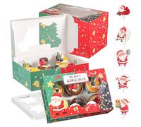 TsunNee Lot de 20 boîtes à cupcakes de Noël avec inserts, boîtes à friandises de Noël, boîtes cadeaux pour biscuits, pâtisseries, brownies, fournitures de fête