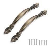 TsunNee - Lot de 5 poignées d’armoire vintage en forme d’arc antique - poignées de porte de meuble (128 mm de distance entre les trous) - vert bronze