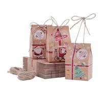 TsunNee Lot de 50 boîtes à bonbons en papier kraft de Noël, sacs cadeaux de fête de Noël, emballage cadeau original pour décoration de fête de Noël pour enfants, filles, garçons, calendrier de l'Avent