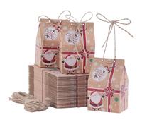 TsunNee - Lot de 50 boîtes cadeaux de fête de Noël, boîtes à bonbons en papier Kraft pour Noël, sacs cadeaux de fête de Noël, emballage cadeau original pour décorations de Noël pour enfants, filles