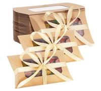 TsunNee Lot de 50 boîtes en papier pour bonbons avec fenêtre, boîte cadeau en forme d'oreiller pour mariage, fête, bricolage, anniversaire, Thanksgiving et Noël