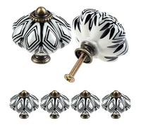 TsunNee Lot de 6 boutons d'armoire en céramique, boutons de tiroir chics, poignées d'armoire de cuisine en forme de citrouille antique, boutons de porte de meubles ronds