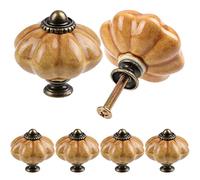 TsunNee Lot de 6 boutons de placard en céramique - Poignées de tiroir - Citrouille antique - Poignées d'armoires de cuisine - Boutons de porte ronds