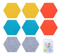 TsunNee Lot de 8 carreaux hexagonaux en feutre, carreaux de liège hexagonaux autocollants, autocollants muraux colorés en feutre, tableaux d'affichage avec punaise pour photos, bureau, décoration