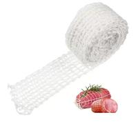 TSUOUKL 1 Rouleau de Filet à Viande Élastique (2m de Long, 16 Mailles), Filet en Coton pour Rôti Jambon Saucisson, Séchage Fumaison, Résistant à la Chaleur