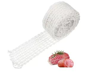 TSUOUKL 1 Rouleau de Filet à Viande Élastique (2m de Long, 16 Mailles), Filet en Coton pour Rôti Jambon Saucisson, Séchage Fumaison, Résistant à la Chaleur