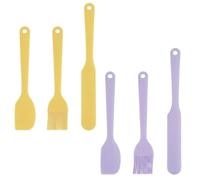 TSUOUKL 2 Ensembles Spatules en Silicone Style Nordique, Jaune et Violet 3 Pièces Chaque avec Mini Spatule, Couteau à Étaler et Pinceau, Ustensiles de Pâtisserie Résistants à la Chaleur